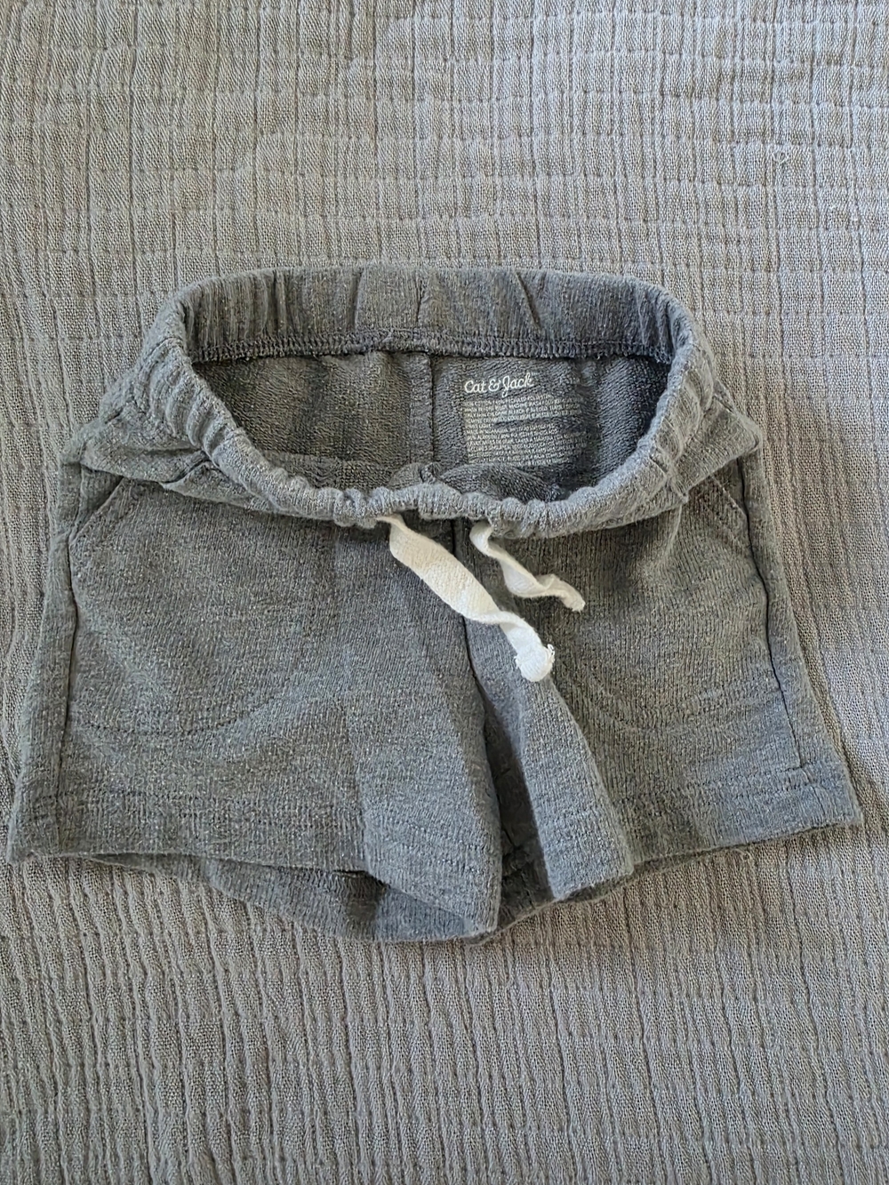 Cat & Jack Gray Terry Shorts with White Drawstring